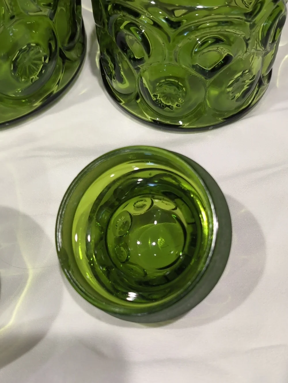 1950's LE Smith Emerald Green Glass Moon and Stars Canister Set - Three (3) Pcs.